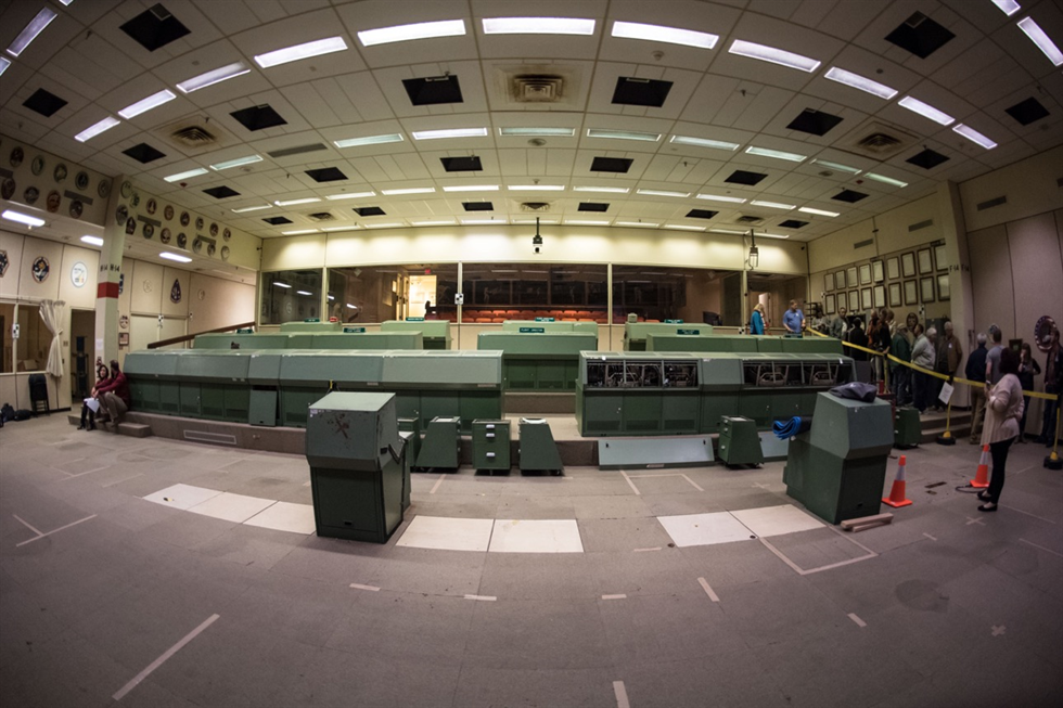 View of the Apollo Mission Control Room after the first two rows of consoles were removed and shipped to the Kansas Cosmosphere for restoration. Image Credit: NASA